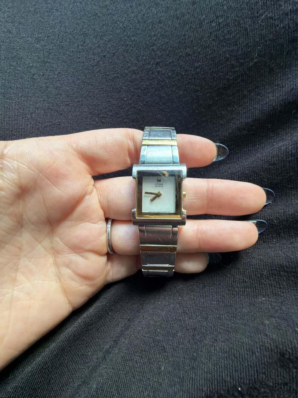 Citizen Eco-Drive Women's Square Two-Tone Stainless Steel Bracelet Watch